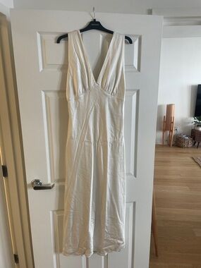 Abercrombie & Fitch Ivory Deep V Maxi Dress